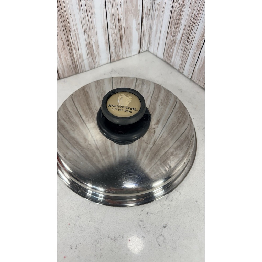 Vtg KITCHEN CRAFT West Bend Stainless Steel Replacement Vented 9" LID ONLY